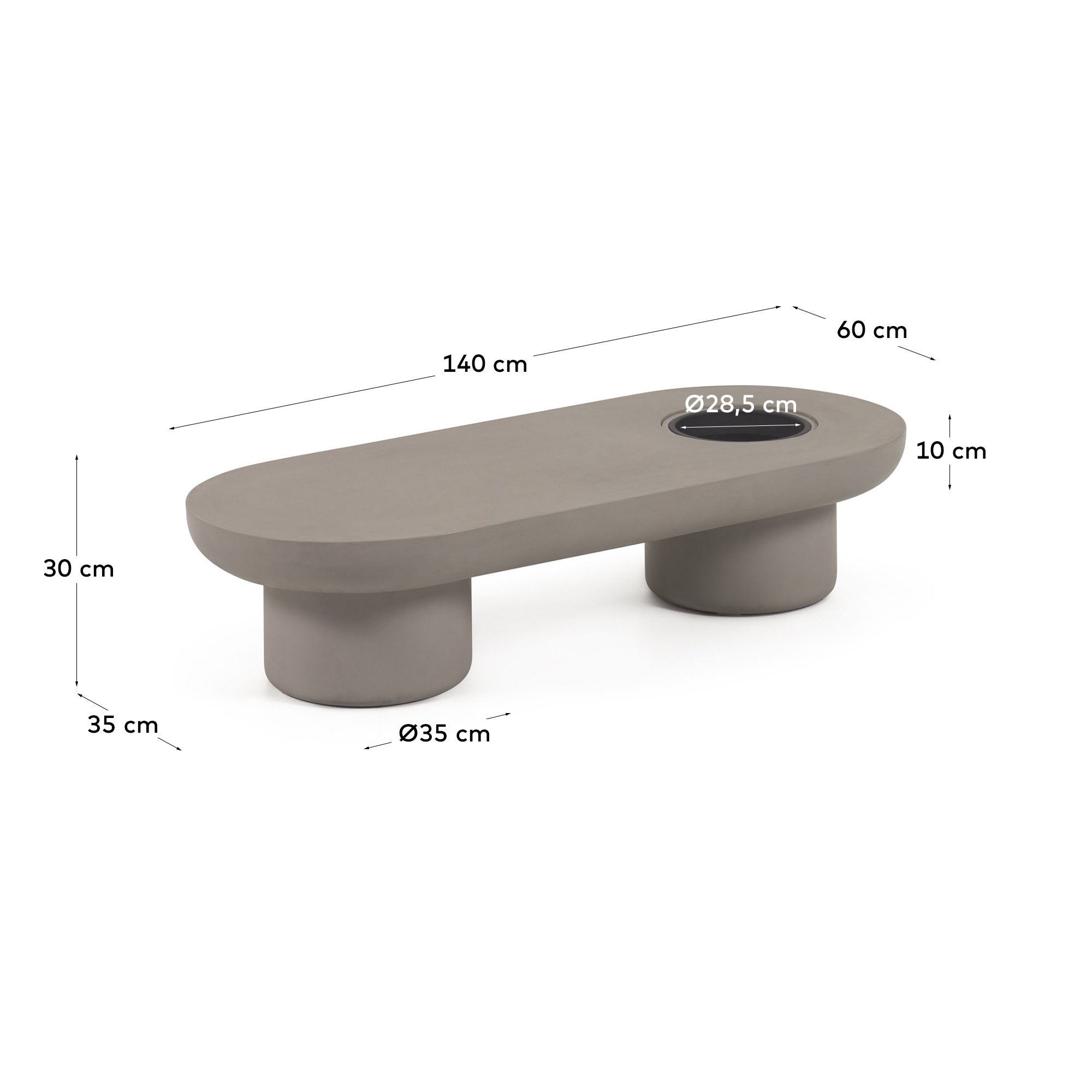Журнальный столик Taimi из бетона для улицы Ø 140 x 60 см La Forma 115540