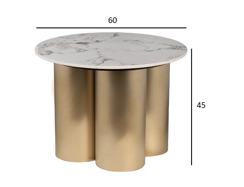 Стол журнальный круглый керамогранит белый Garda Decor 76AR-63043