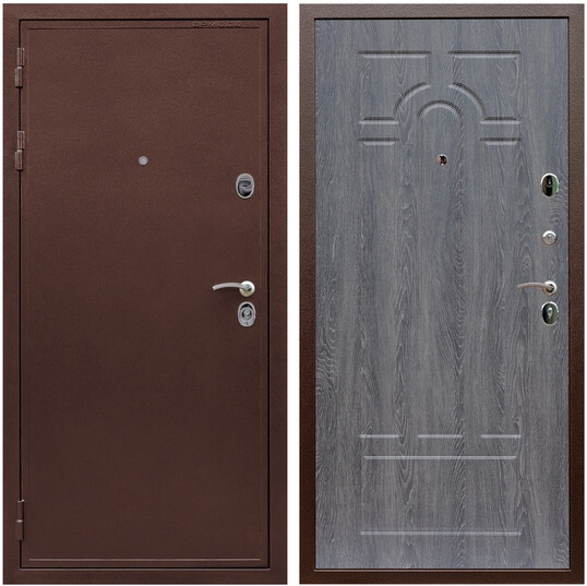 Дверь входная Graf Престиж 2 Антик медь / МДФ 6 мм ФЛ-58 Дуб Филадельфия графит