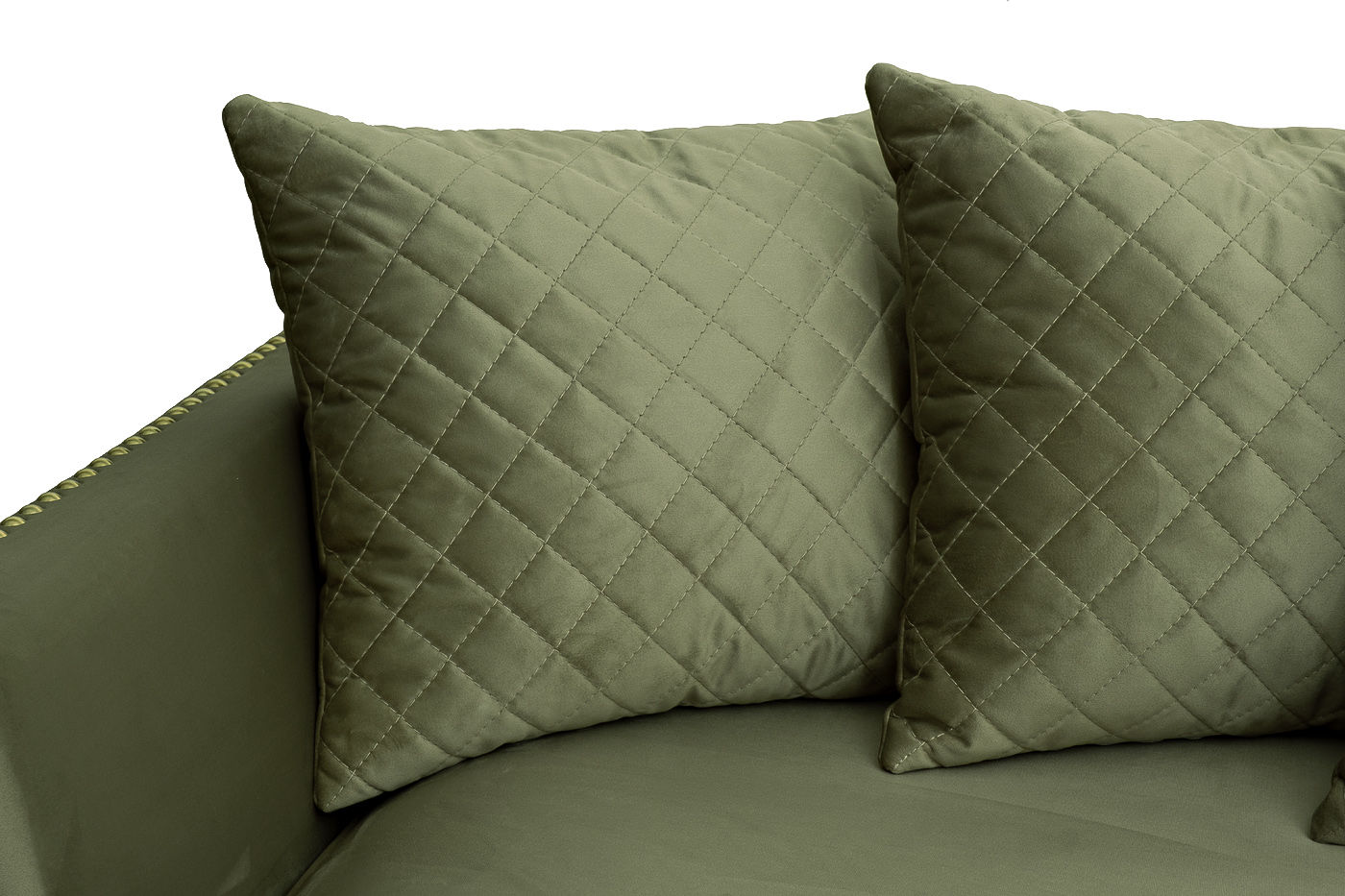 Диван треестный велюровый оливковый Garda Decor SORRENTO-220-Colt1002