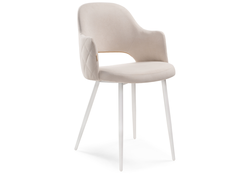 Стул Woodville Гутрид прошивка ромбы сзади бежевый / белый 504180
