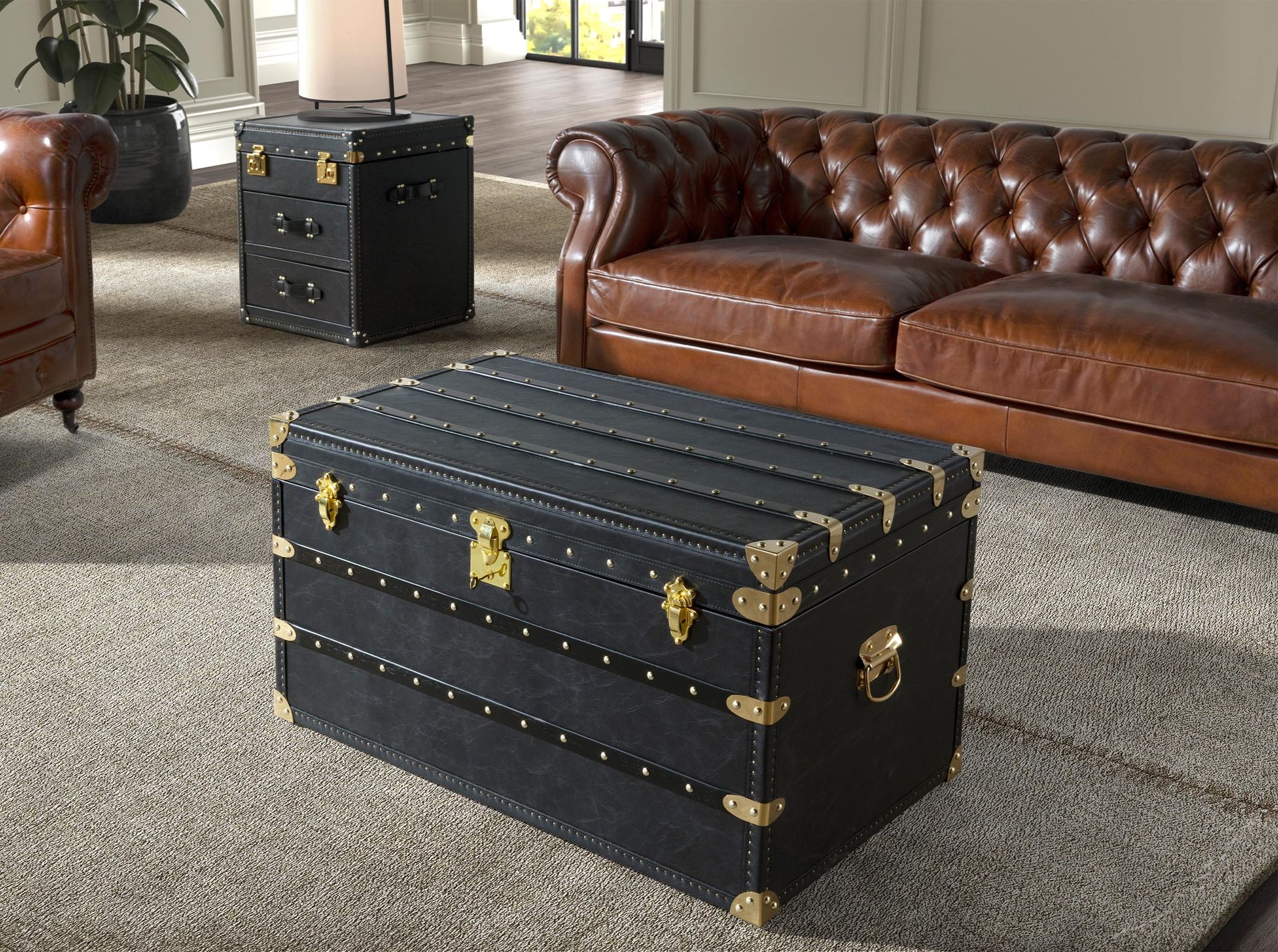 Черный кожаный столик-чемодан 5159 Angel Cerda