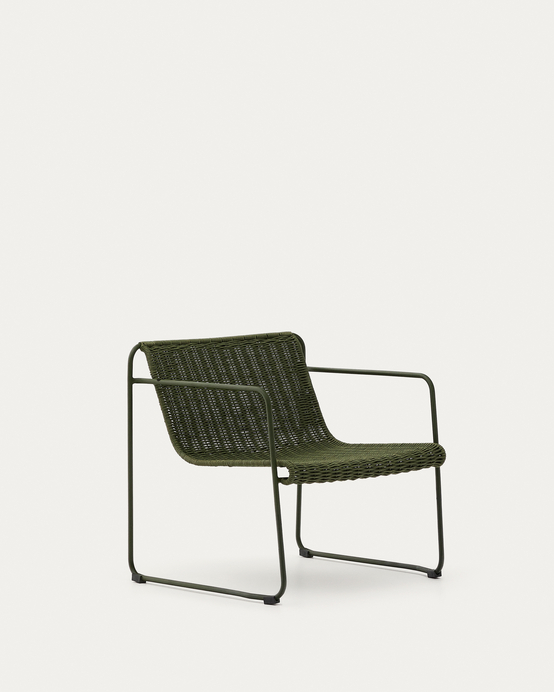 Кресло Maurina из оцинкованной стали зелёного цвета и зелёным шнуром La Forma (ex Julia Grup)