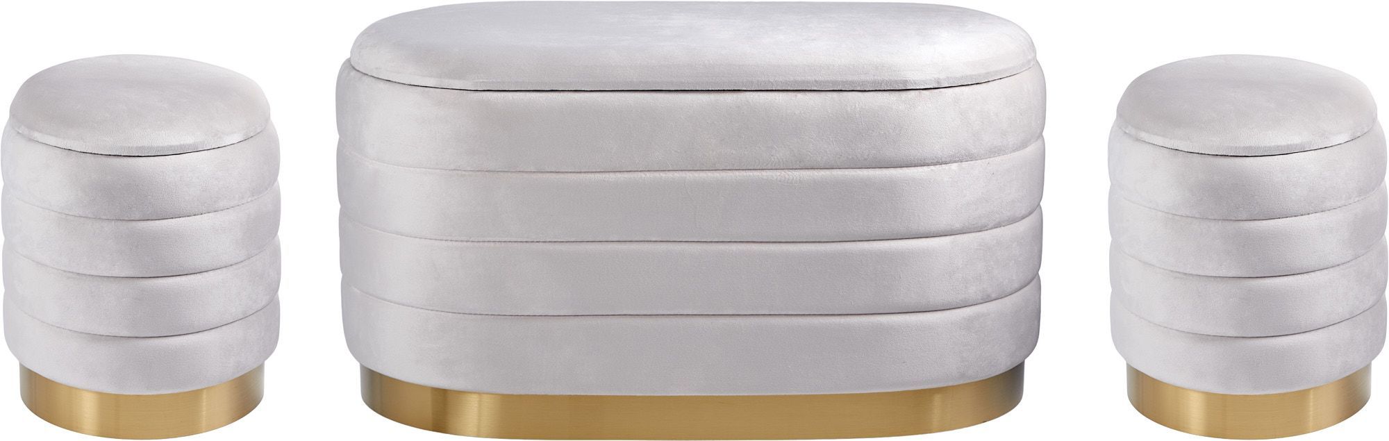 Банкетка и пуфы с крышками, набор Glasar 49-338/BM