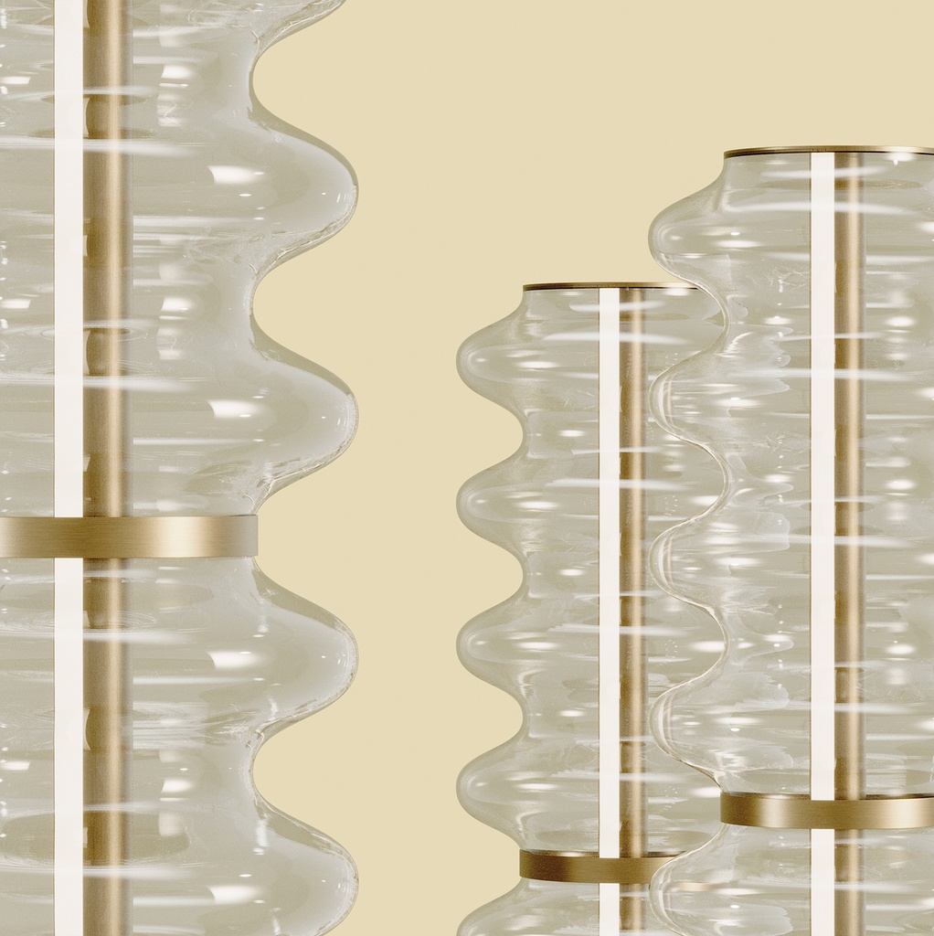 Торшер Vitree золотой металл/ прозрачный плафон Aromas del Campo