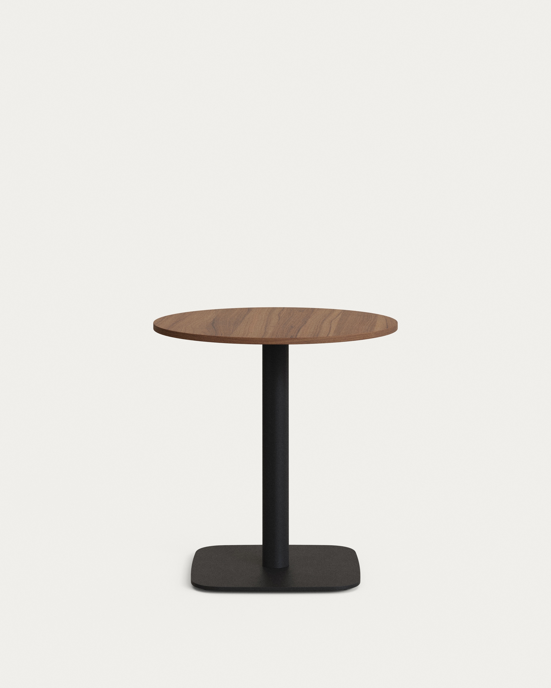 Dina Круглый стол из меламина с ореховой отделкой и черной металлической ножкой Ø 68x70 с La Forma (ex Julia Grup)