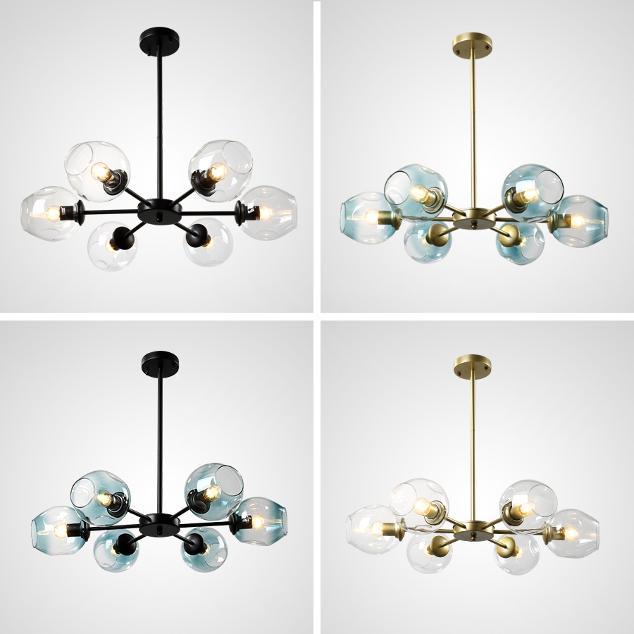 Люстра на штанге MARINE D104 10 lamps Black/Transparent by ImperiumLoft
