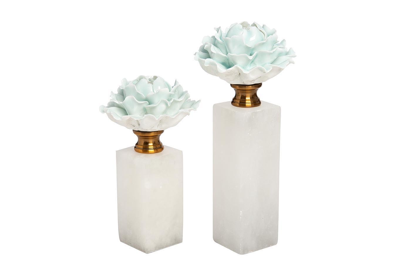 Декор "Голубая хризантема" на мраморной подставке 24см Garda Decor 55RD3944M