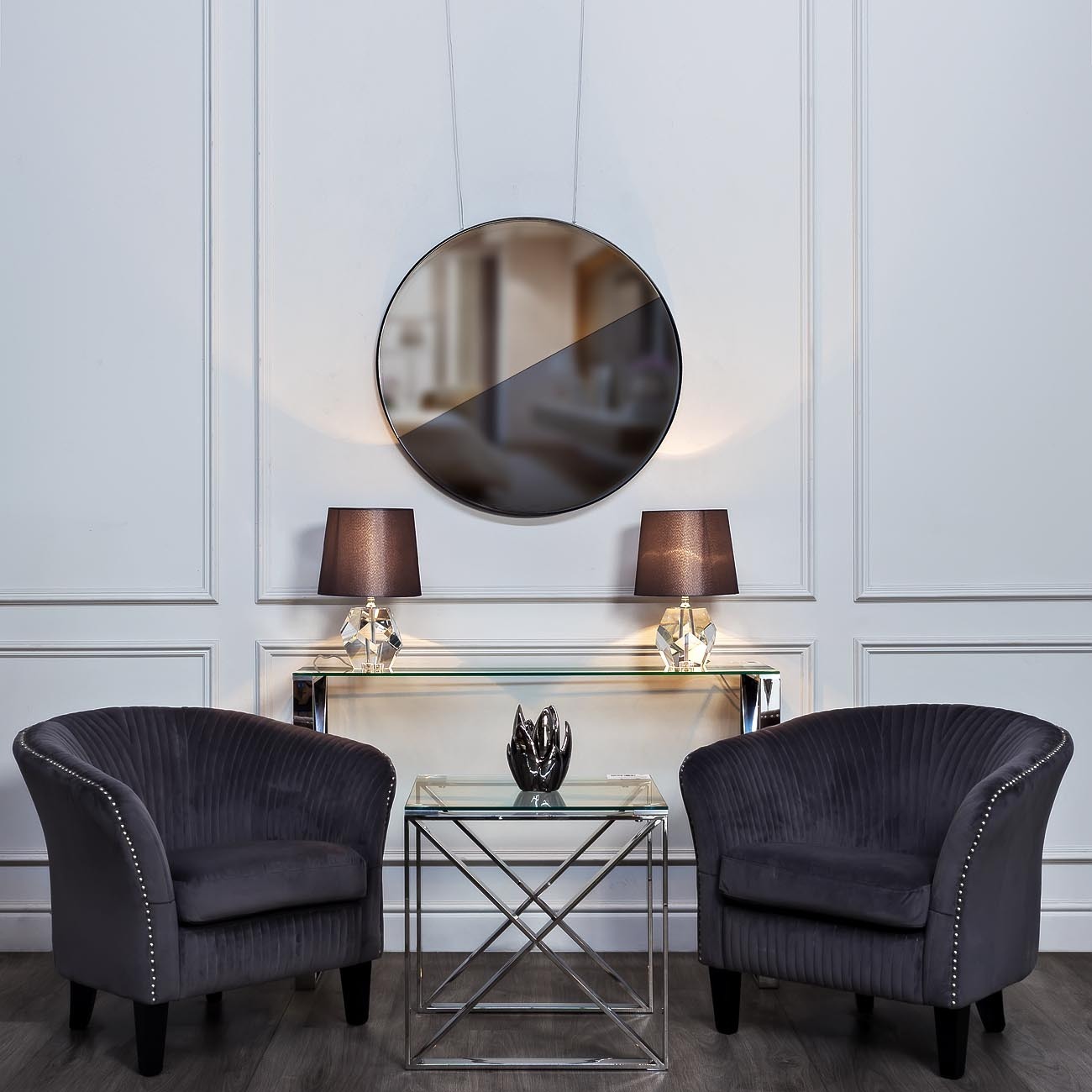 Столик журнальный квадратный с прозрачным стеклом (цвет хром) Garda Decor 47ED-ET008