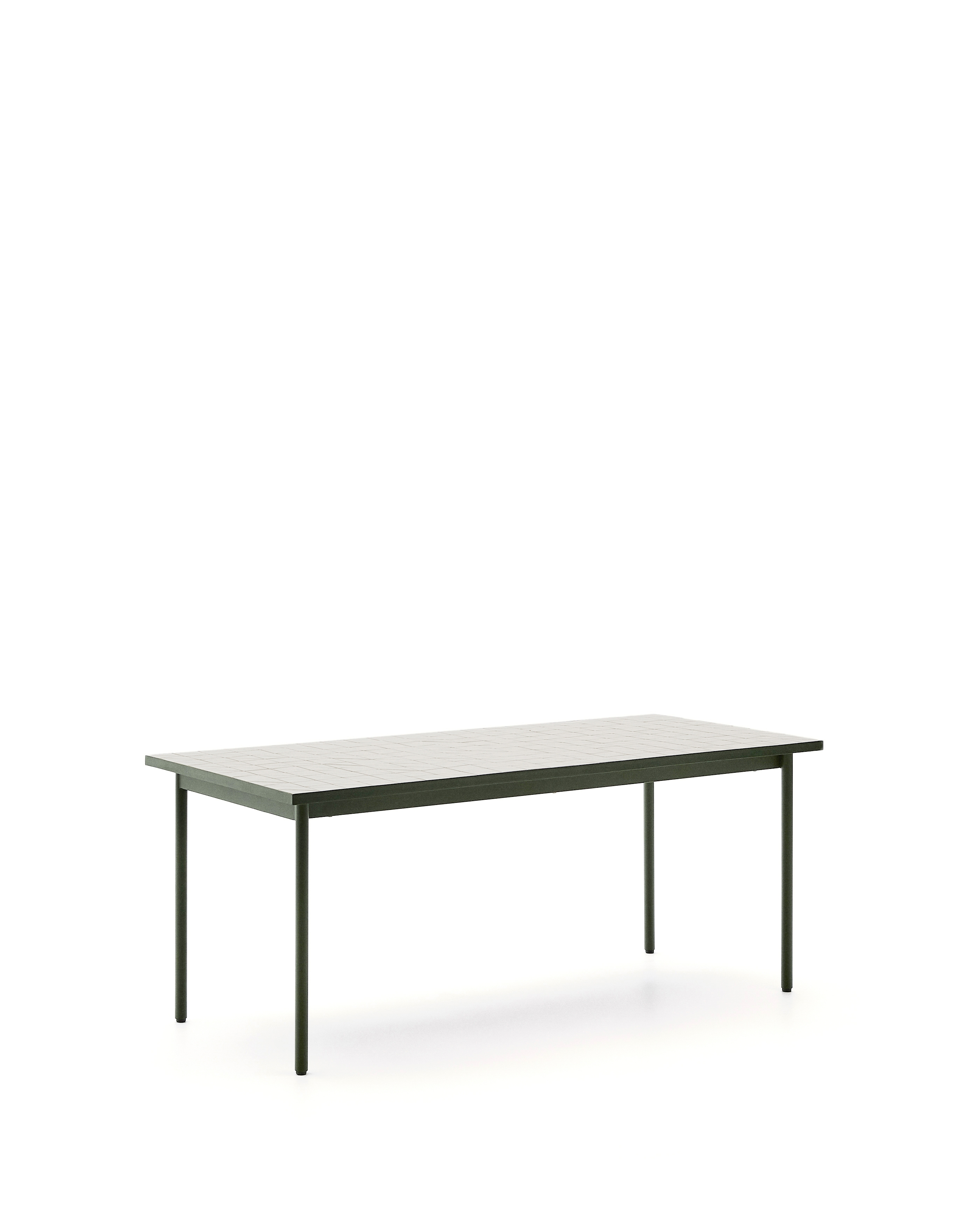 Уличный стол Maurina из зеленой оцинкованной стали с плиткой цвета экрю 182 x 91 см La Forma (ex Julia Grup)