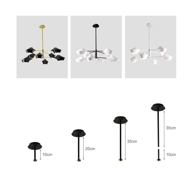 Люстра на штанге LANT D95 8 lamps Gold/Black by ImperiumLoft