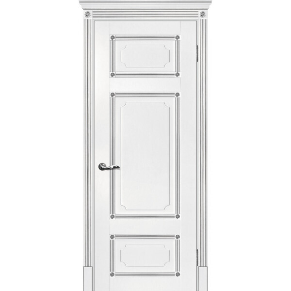 Межкомнатная дверь Graf Флоренция-3 белый, патина серебро (2000 х 600)