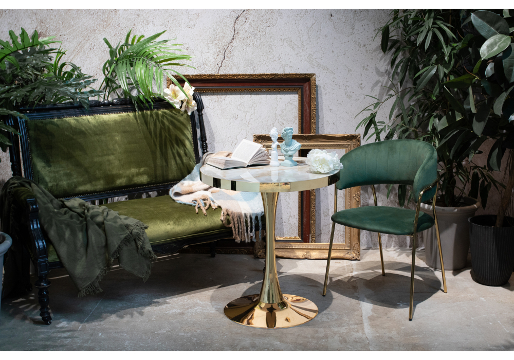 Стул Woodville Kamelia dark green / gold 15317