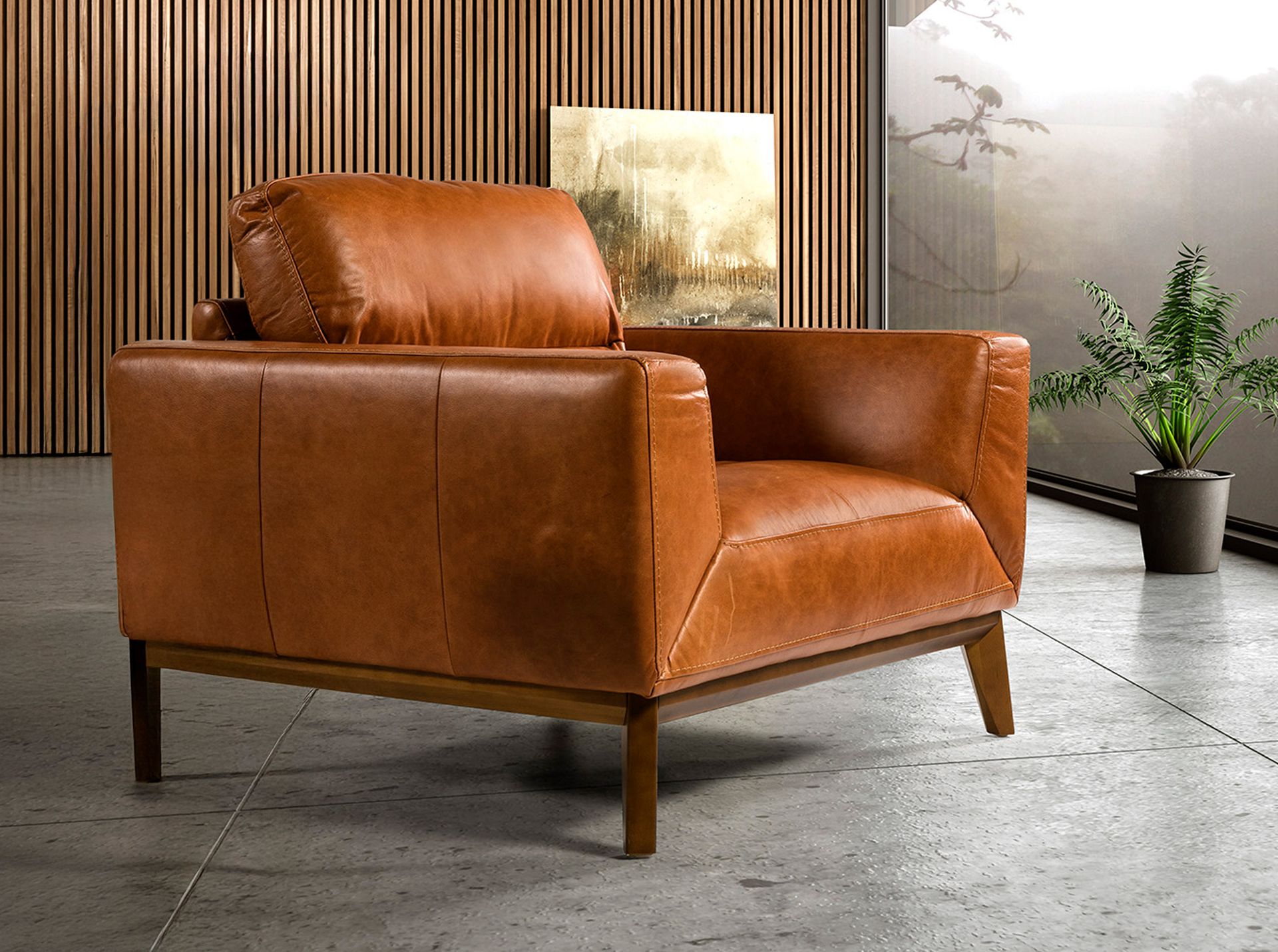 Кресло из кожи KF1016-1P /5036 светло-коричневое Angel Cerda