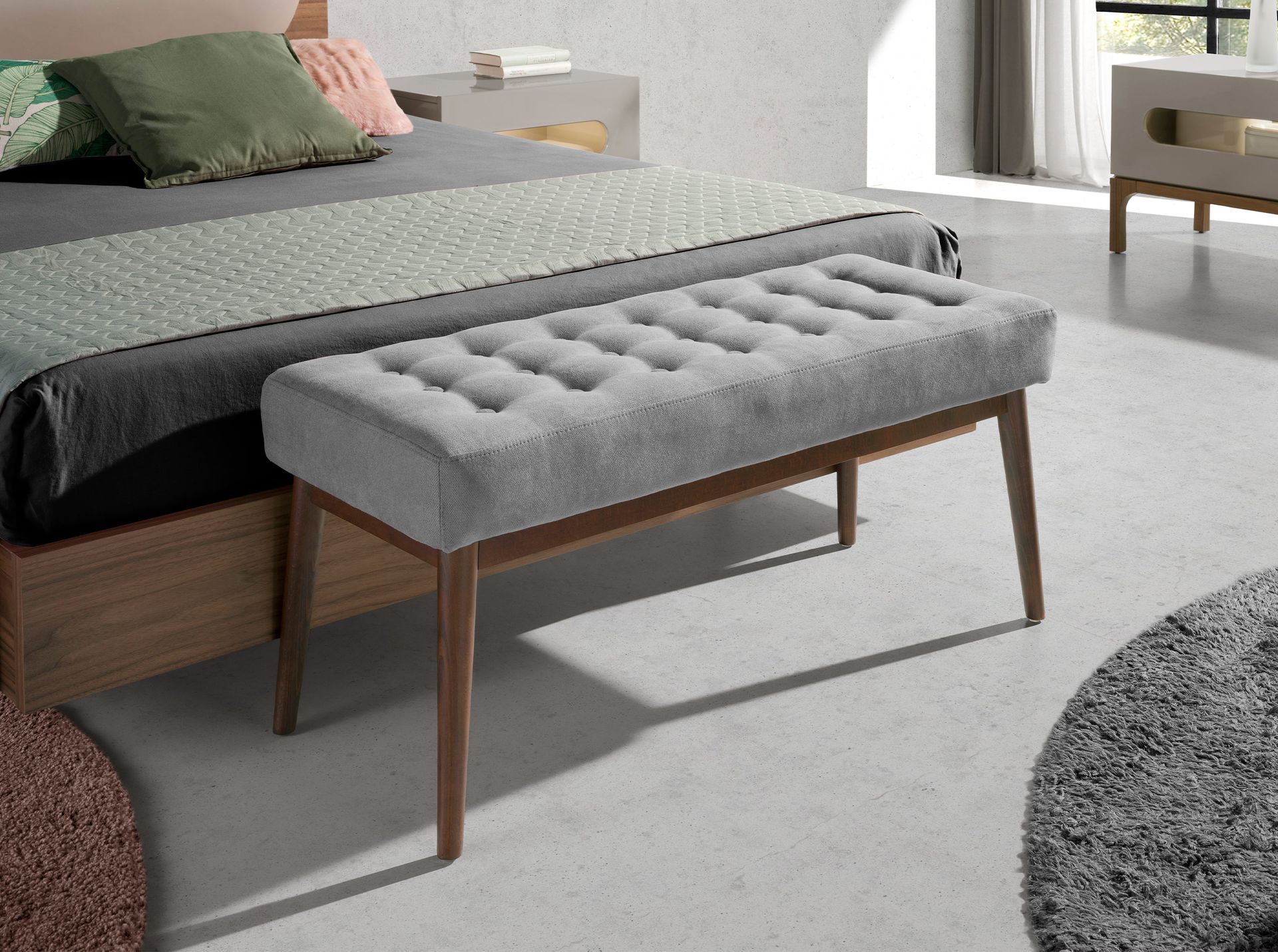 Банкетка 5107/WD1404 с обивкой из темно-серой ткани Angel Cerda