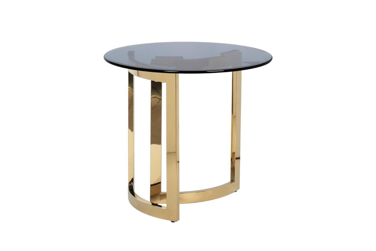 Столик журнальный золотой с темным стеклом Garda Decor 47ED-ET062GOLD d60*H55 cm