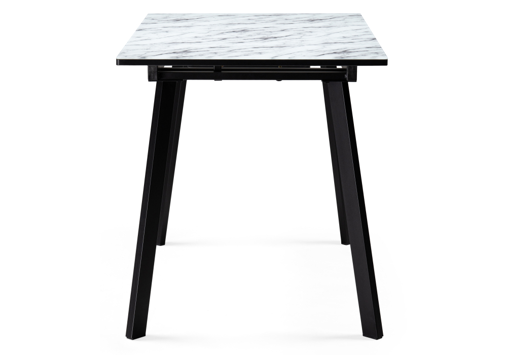 Стол стеклянный Woodville Агни 110(140)х68х76 мрамор белый / черный матовый 528558