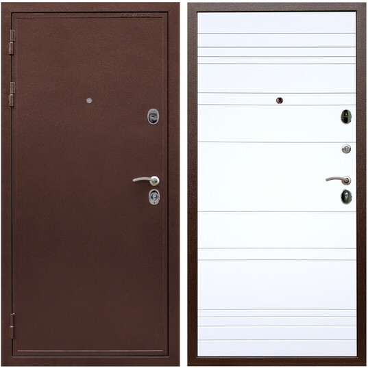 Дверь входная Graf Престиж 2 Антик медь / МДФ 6 мм ФЛ Дуб кантри белый горизонт