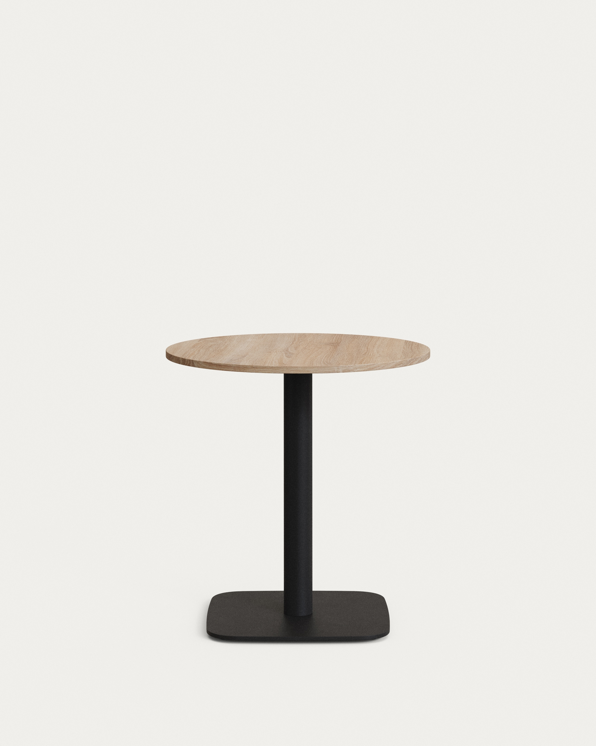 Dina Круглый стол из меламина с натуральной отделкой и черной металлической ножкой Ø 68x70 с La Forma (ex Julia Grup)