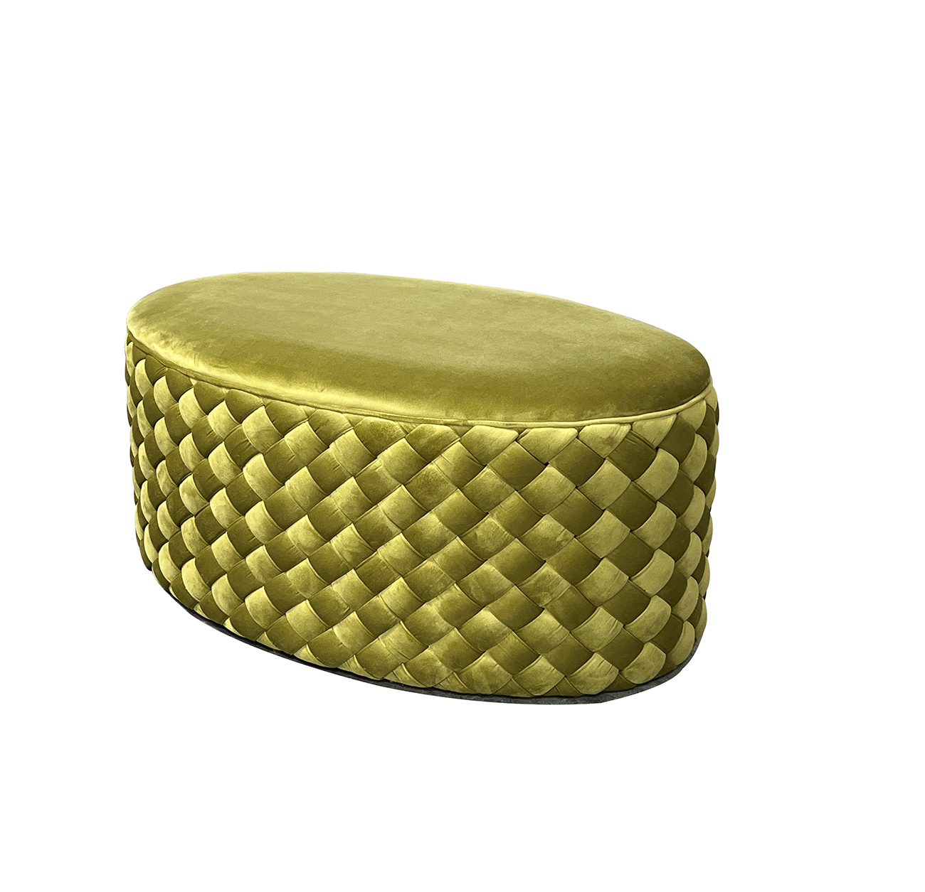 Пуф овальный плетеный велюровый оливковый Garda Decor N-PUF305 OLI