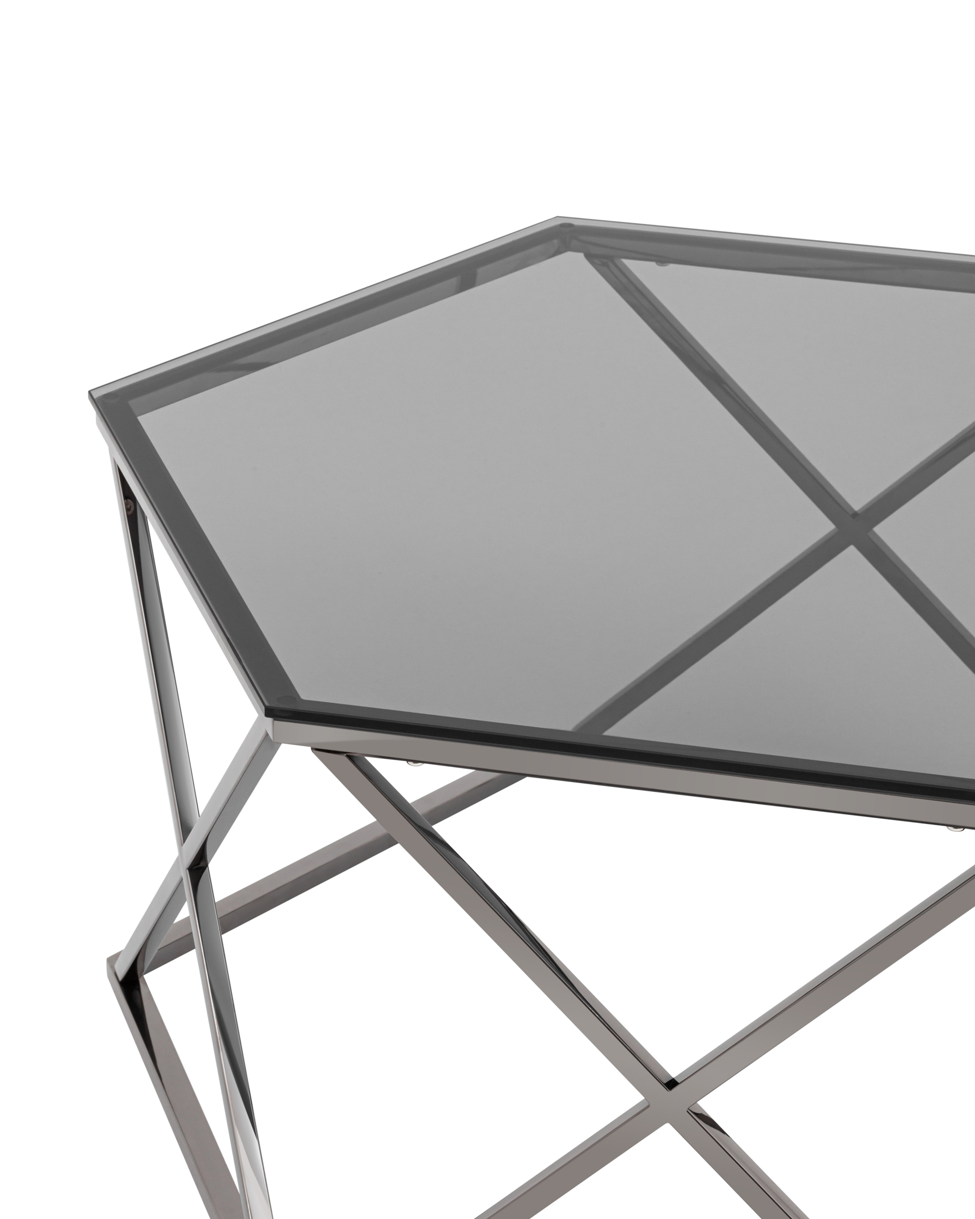 Журнальный столик Круз 93*80 стекло smoke сталь темный хром Stool Group