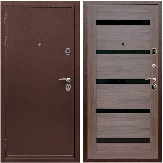 Дверь входная Graf Престиж 2 Антик медь / МДФ 16 мм СБ-14 Эковенге стекло черное