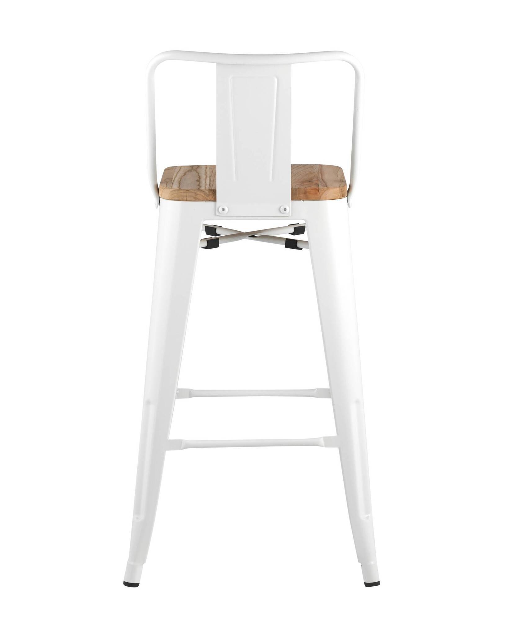 Стул полубарный TOLIX WOOD со спинкой белый глянцевый Stool Group