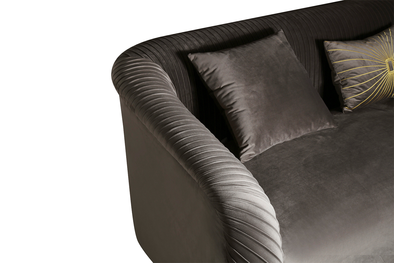 Диван Geneve трехместный велюровый темно-серый Garda Decor 102AN-DIV-9163-TSE