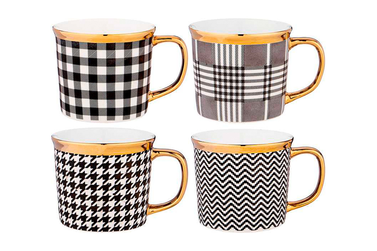 Набор из 4х кружек "Break Time" "Геометрия" 350 мл Garda Decor 756-271