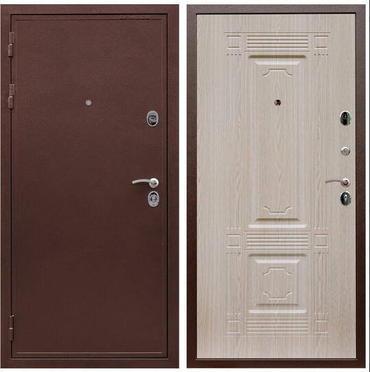 Дверь входная Graf Престиж 2 Антик медь / МДФ 16 мм ФЛ-2 Дуб беленый