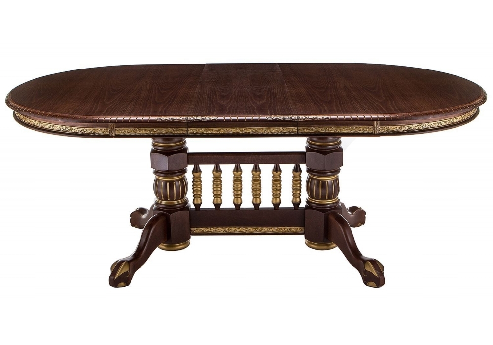 Стол деревянный Woodville Кантри 160 орех с золотой патиной 406080