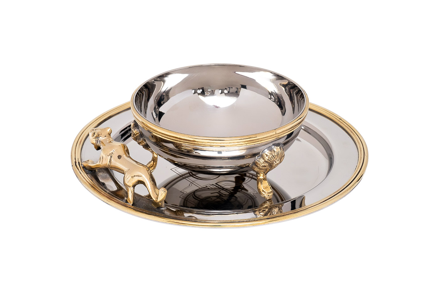 Чаша декоративная с подносом Леопард хром Garda Decor 95IM-74SS