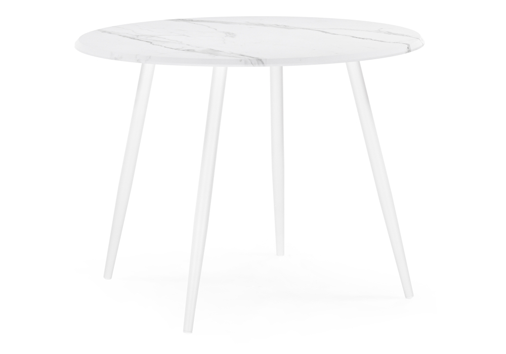 Стол деревянный Woodville Абилин 90х76 мрамор белый / белый матовый 520594