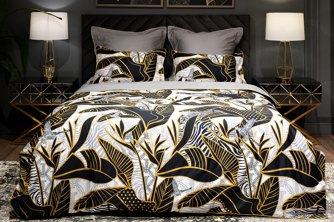 Пододеяльник Тропики 150х215см золото/серый Garda Decor 130HB-00002