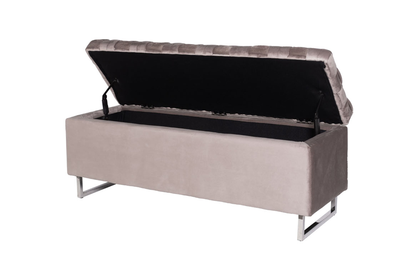 Банкетка с ящиком велюровая серо-бежевая Garda Decor N-BANK-195-S BEG