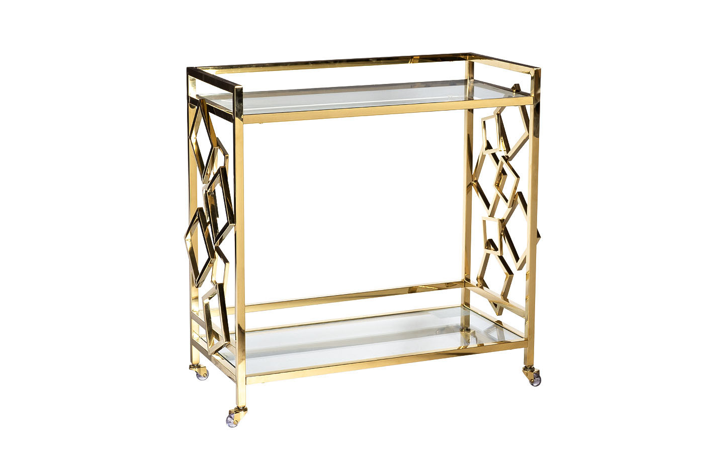 Стол-тележка сервировочная прозрачное стекло/золото Garda Decor GY-CRT8164GOLD
