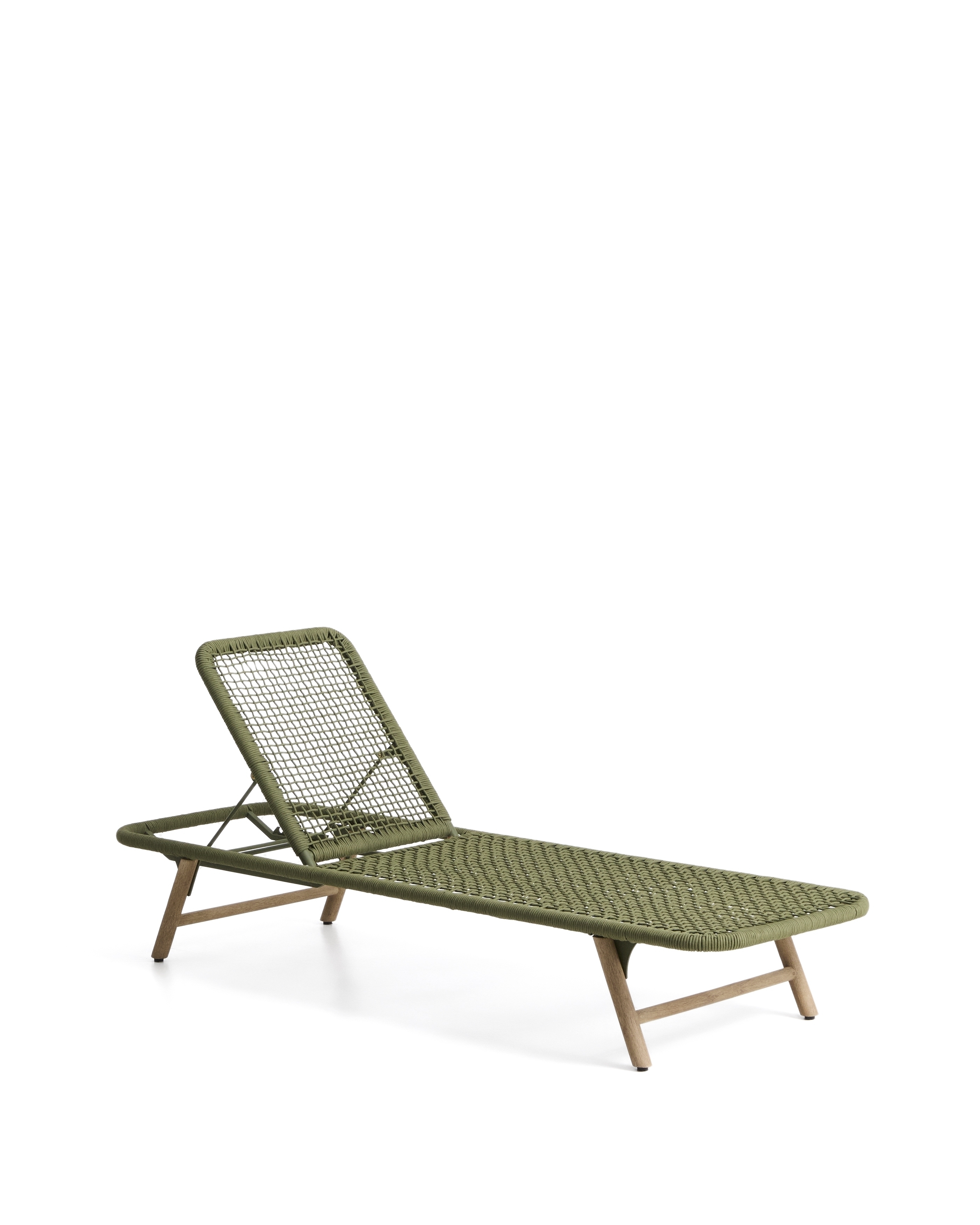 Шезлонг Dandara из зеленой стали и веревки на ножках из массива акации La Forma 482373