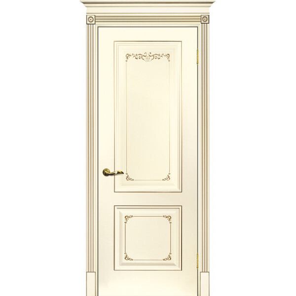 Межкомнатная дверь Graf Смальта 14 Слоновая кость ral 1013 патина шампань (2000 х 600)