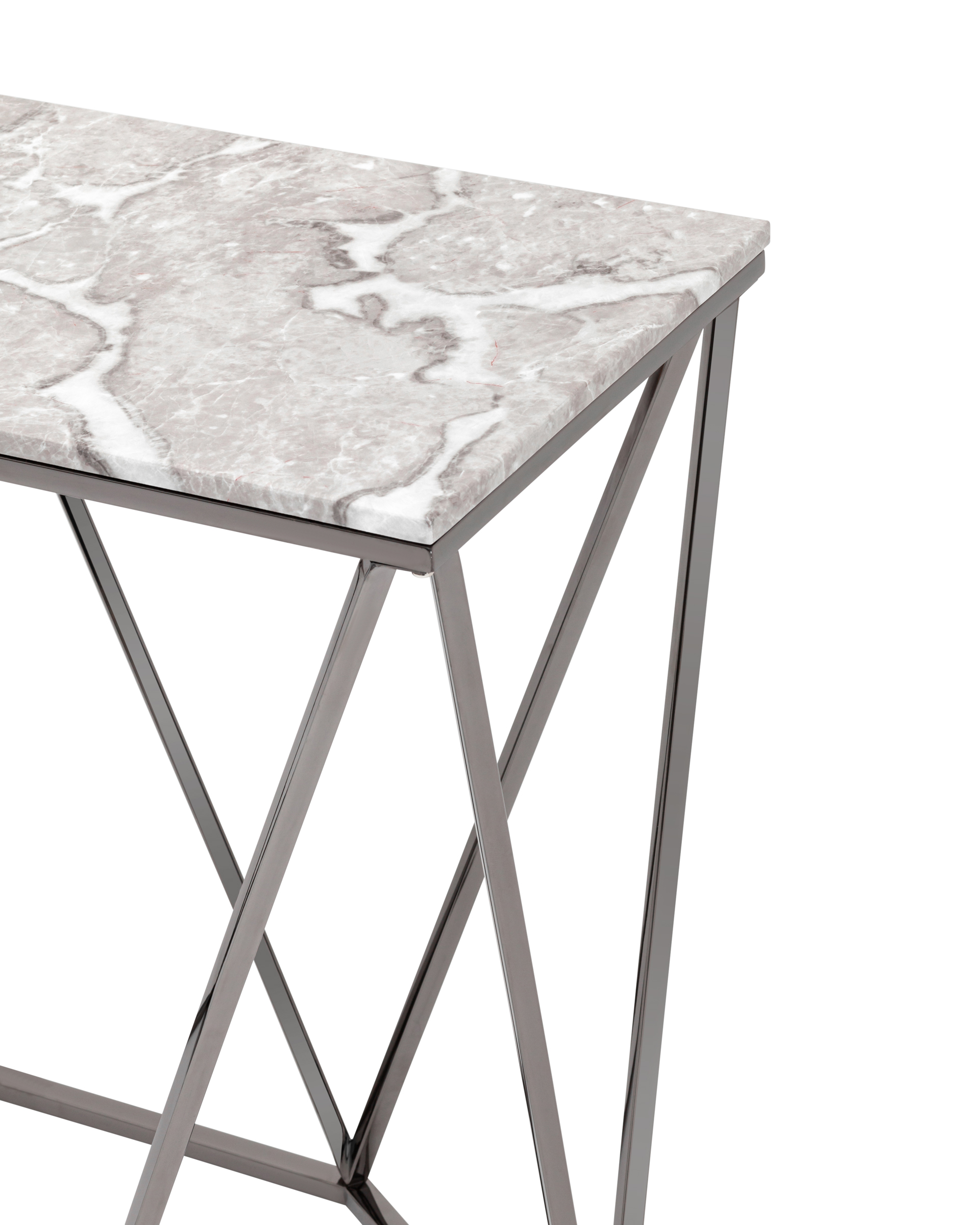 Консоль Авалон 122*41 серый мрамор сталь темный хром Stool Group