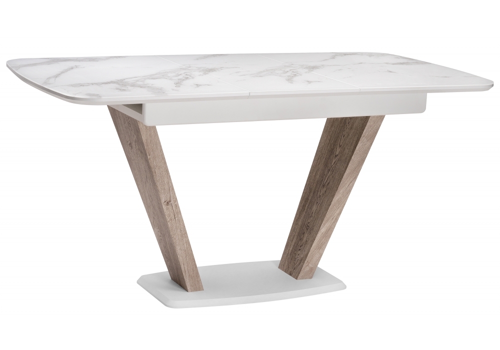 Стол Woodville Петир дуб с пилением / белая шагрень 462110