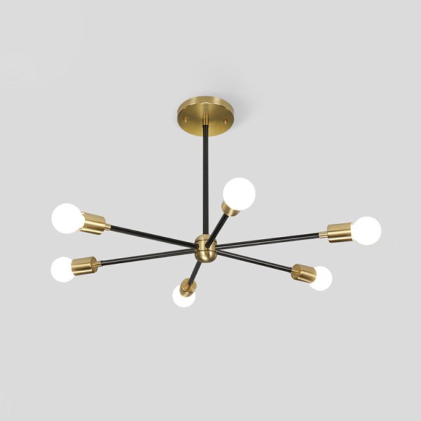 Люстра на штанге SPUTNIK D65 Gold/Black tubes by ImperiumLoft