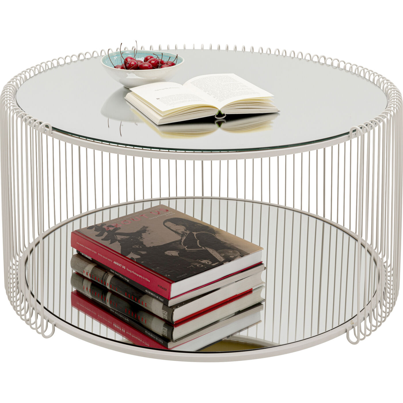 Стол кофейный Wire Double Cream Ø80cm KARE 70338