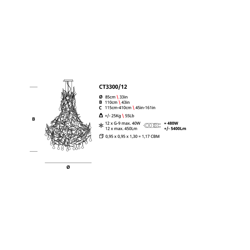 Люстра Serip CT3300/12-FO