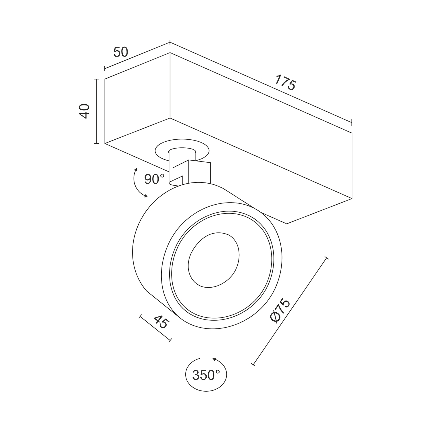 Накладной  светодиодный светильник Ledron SAGITONY E S75  Black