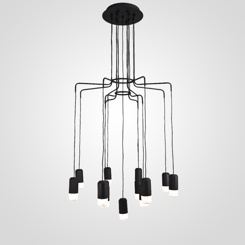 Люстра Wireflow LED Black Suspension lam 13 патронов by ImperiumLoft