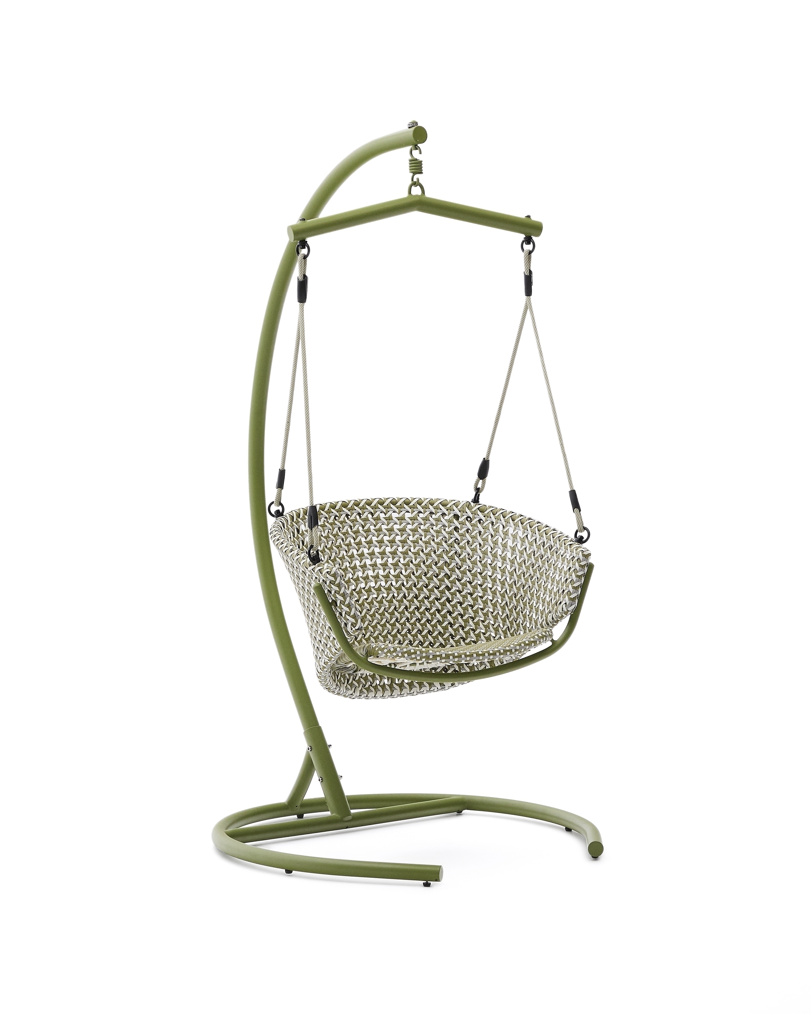 Подвесное кресло Saliga зеленого цвета из алюминия и искусственного ротанга La Forma (ex Julia Grup)