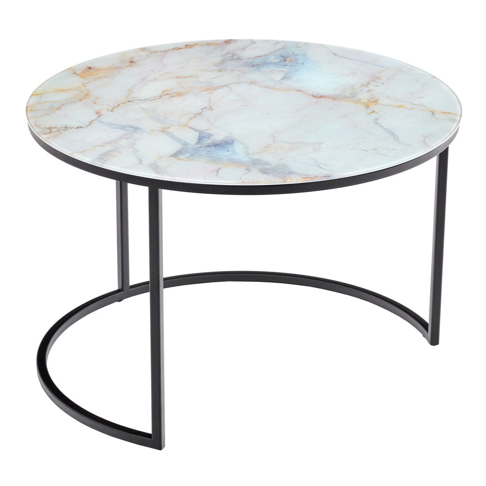 Набор кофейных столиков Tango бежевый мрамор с чёрными ножками, 2шт Bradex Home RF 0354