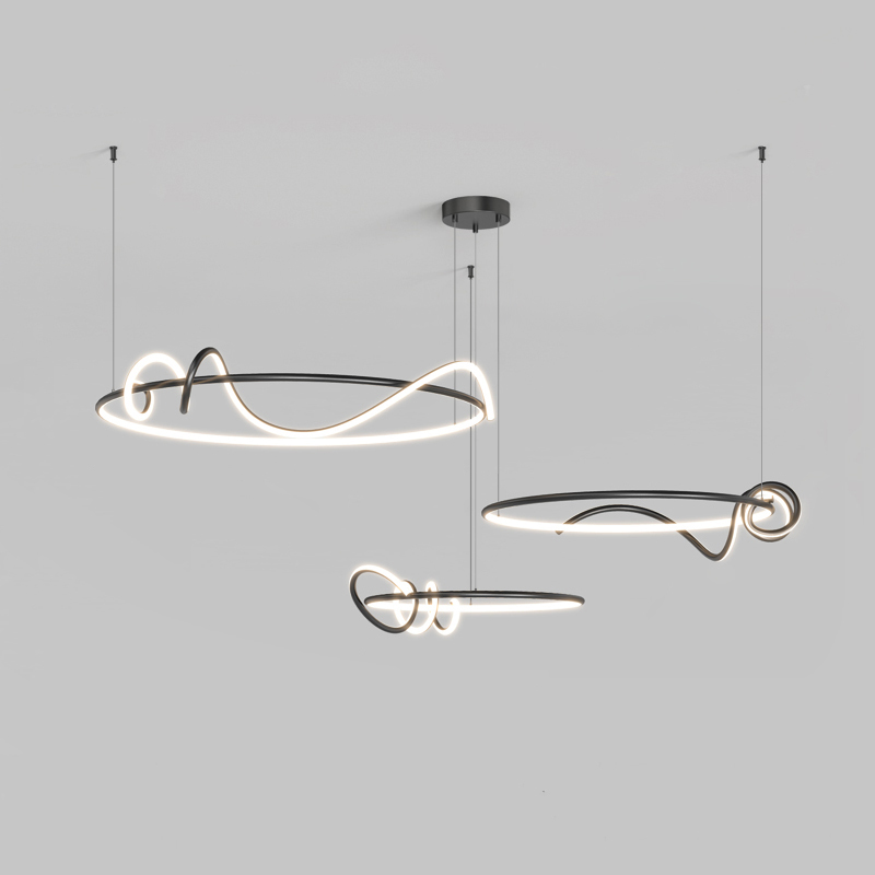 Кольцевая люстра RAFFEL COMBO D50+60+80 Black by ImperiumLoft