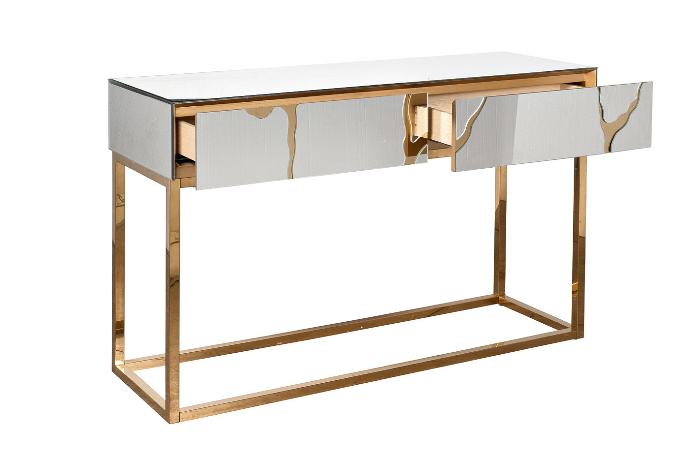 Консоль зеркальная с золотым декором Garda Decor KFG197