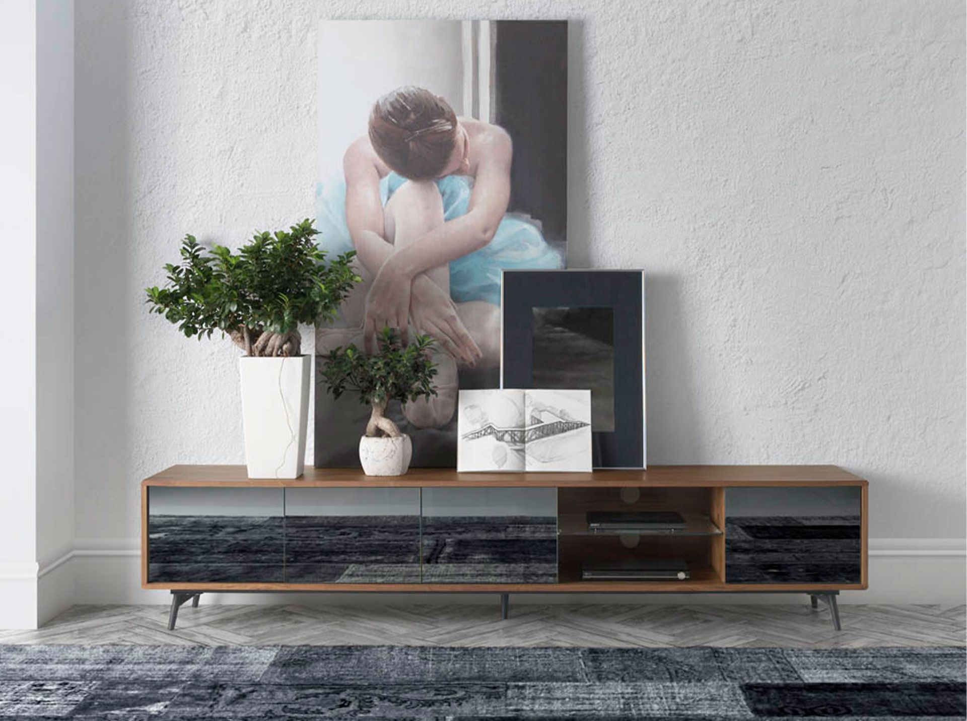 Тумбочка под ТВ 1403F-NOGAL /3048 Angel Cerda